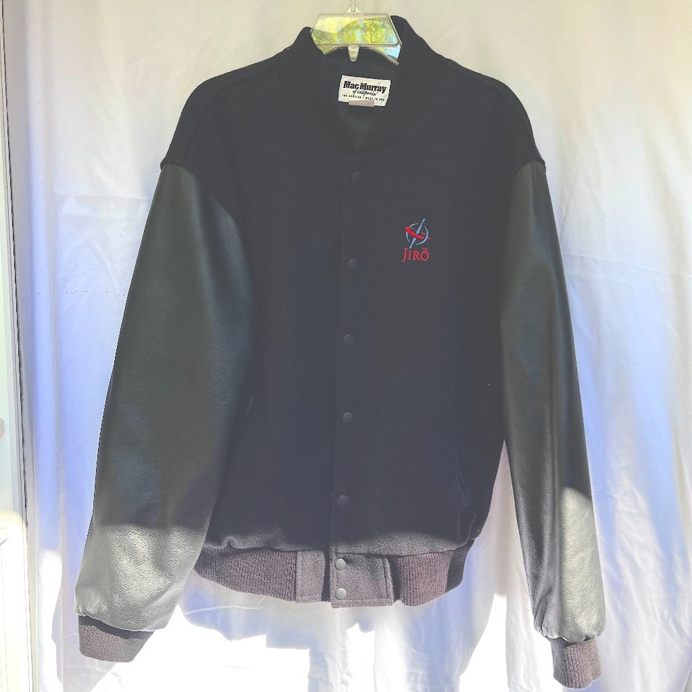 Men's wool & leather bomber style jacket